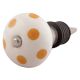 Mustard Polka Dotted Ceramic Floral Wine Stopper